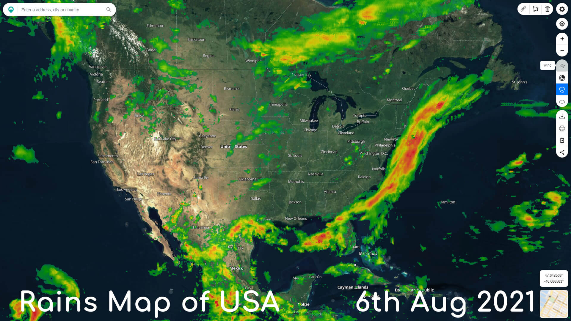 Rains Map of USA